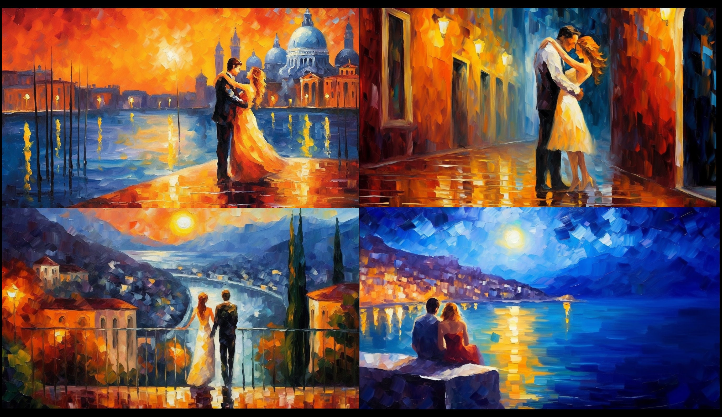 Romantic Couple Oil Painting for Home Decor, Wall Art, Printable Decor ...
