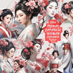 Japanese Woman Clipart Png Beautiful Traditional Woman Clipart Girl Japanese Lady for Digital Paper, Junk Journal, Collage Sheet, Printable