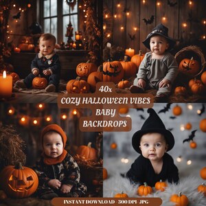 Halloween Baby Digitale Achtergrond Fotografieachtergrond Pompoen Halloween Baby Fotoshoots Herfst Achtergrond Herfst Thanksgiving Baby Rekwisieten