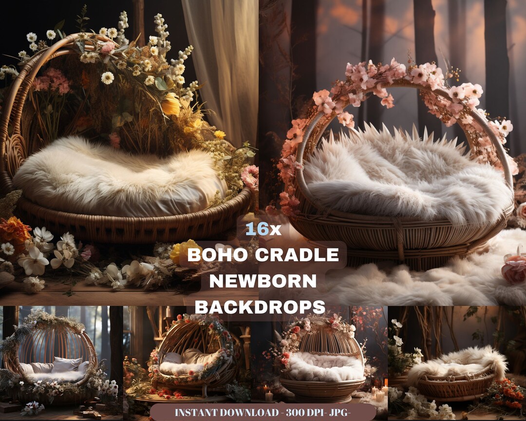 Boho Newborn Digital Backdrop: 