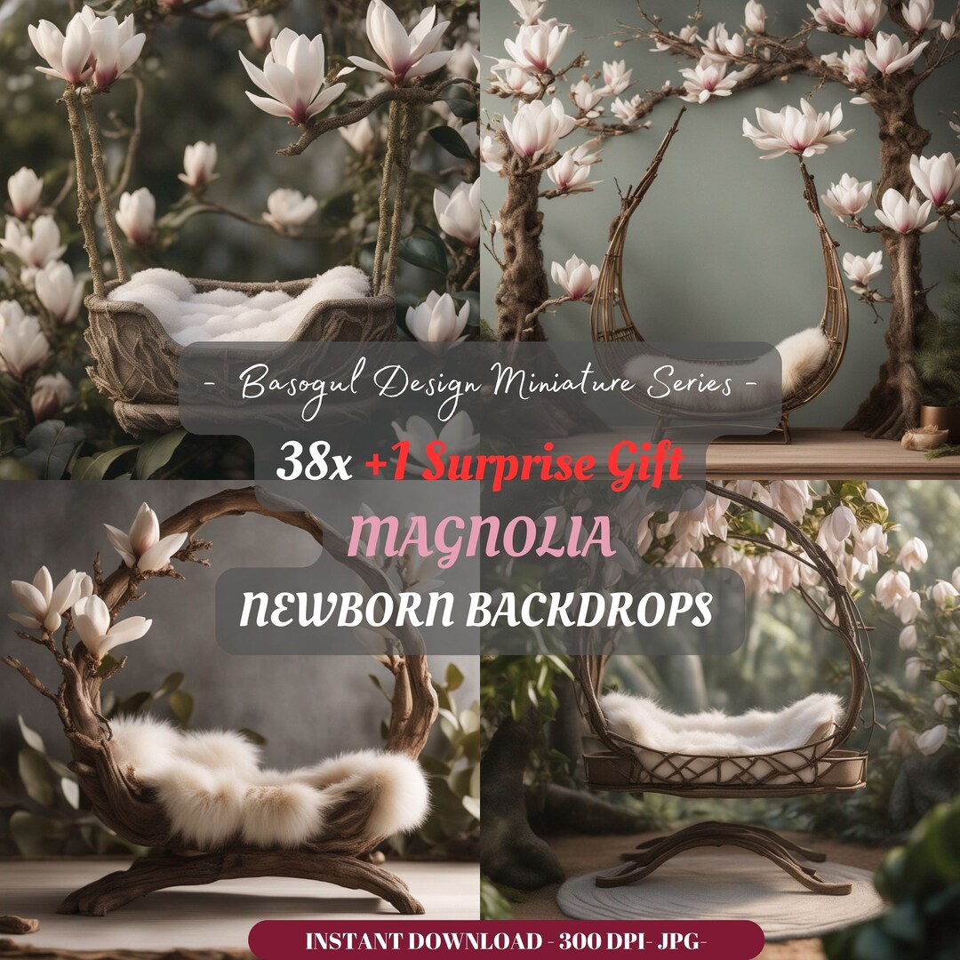 Magnolia Backdrop Magnolia Newborn Digital Backdrop, Baby, Girl, Boy, Photo Shoot, Flower ...
