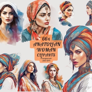 Anatolian Woman Clipart Png Traditional Beautiful Woman Clipart Watercolor Girl Turkish Woman for Digital Paper Junk Journal Collage Sheet