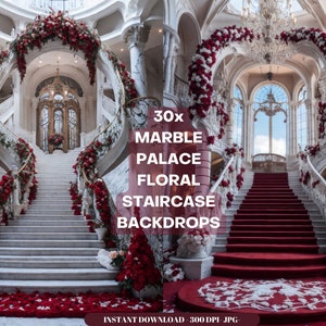 Palace Staircase Wedding Maternity Backdrop portrait background floral stairs marble palace bundle wedding props palace wedding overlay