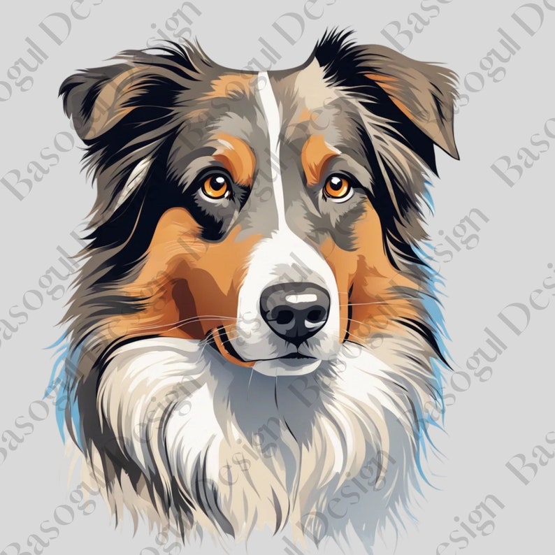 Australian Shepherd Clipart Png Dog Clipart Printable - Etsy