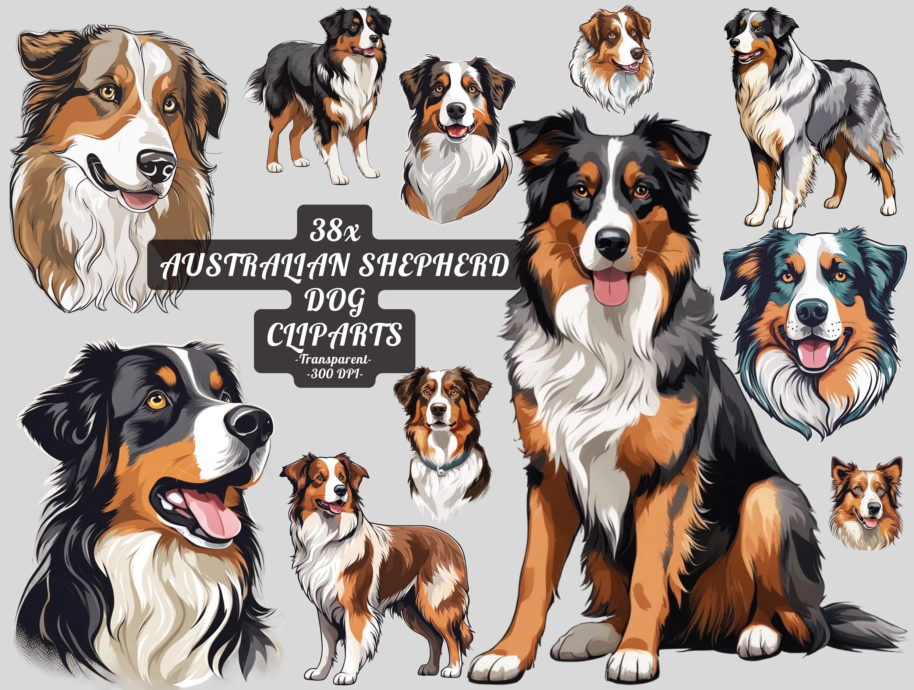 Australian Shepherd Clipart Png Dog Clipart Printable Australian ...