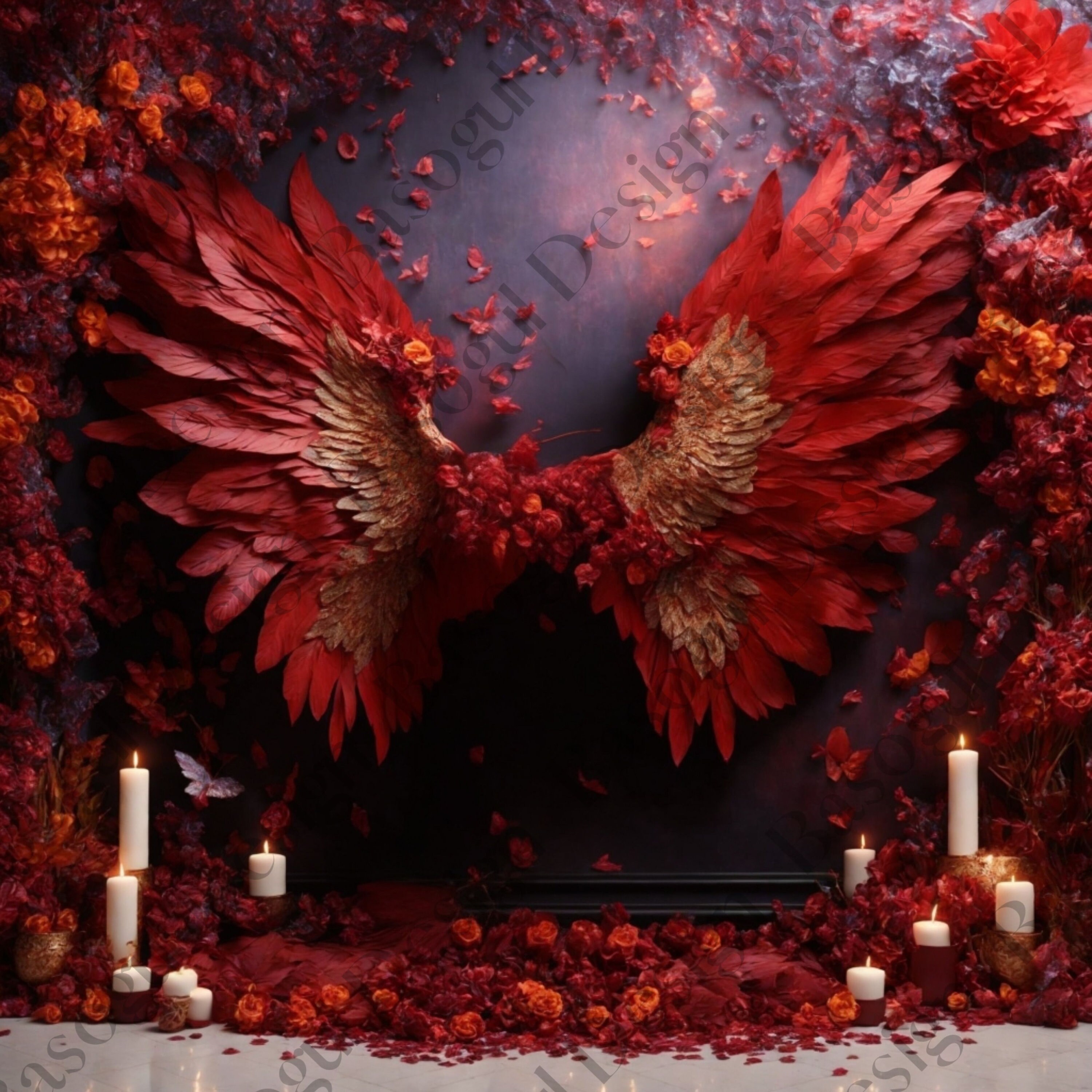 Floral Angel Wings Maternity Backdrop: maternity DIGITAL - Etsy