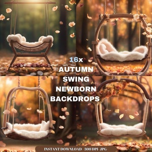 Autumn Newborn Digital Backdrop: &quot;FALL NEWBORN BACKDROP&quot; swing autumn baby girl boy photo shoot swing newborn background fall newborn prop