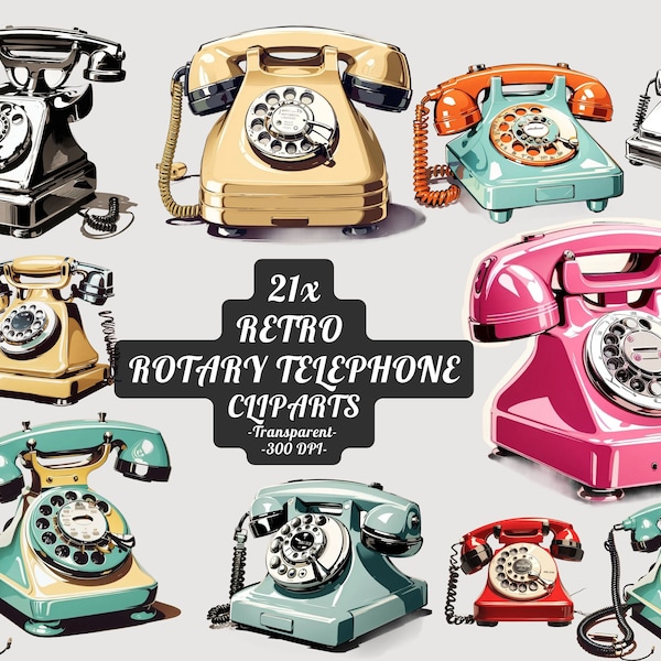 Retro rotary telephone clipart png 3d vintage rotary telephone clipart bundle, printable for junk journal tshirt collage sheet scrapbooking