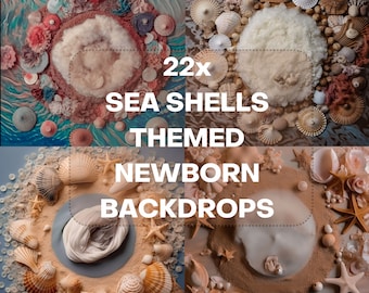 Digital Backdrop Newborn Baby Pearl Shell Sea Photography Prop ...