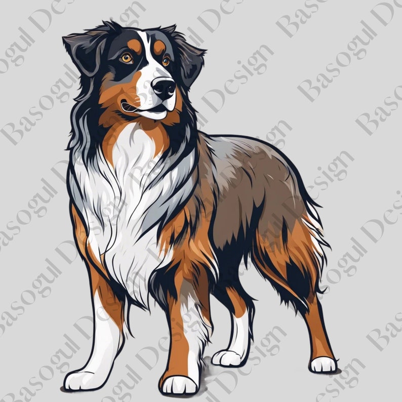 Australian Shepherd Clipart Png Dog Clipart Printable Australian ...