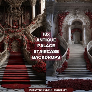 Wedding Maternity Backdrop Palace Staircase Digital Backdrop Floral Staircase Photography backdrop Studio Overlay Stairs Background