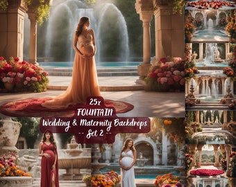 Fountain maternity digital backdrop photography background wedding temple palace maternity props floral wedding photoshop overlays garden