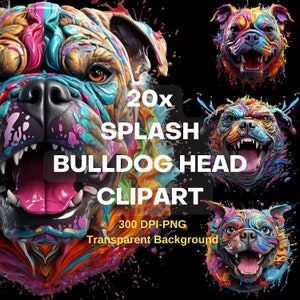 Bulldog clipart png, 3d bulldog clipart, printable bulldog clipart for tshirt sticker wall art, bundle bulldog clipart, psychedelic bulldog