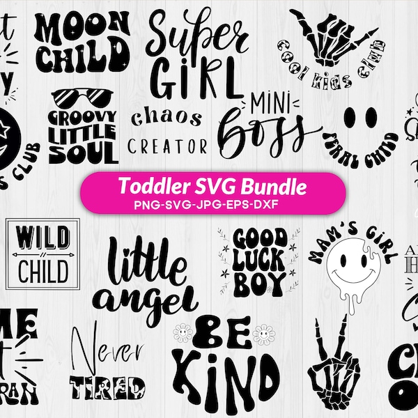 30 Toddler SVG Bundle Cute Kids Clipart Child Illustrations Playful Characters Nursery Decor Baby Shower Children's Clothing DIY Crafts