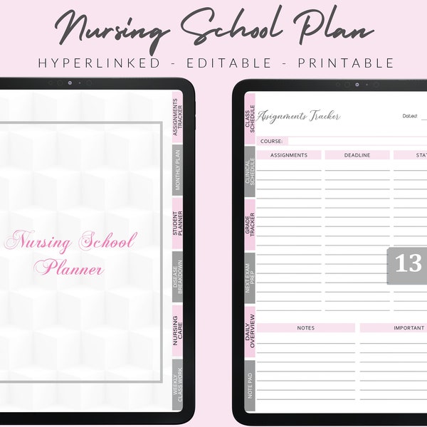 Nursing school planner, Nursing school bundle, Nursing School Notes, Nursing Notes, Student Nurse, Medical Student, Printable Nursing Plan