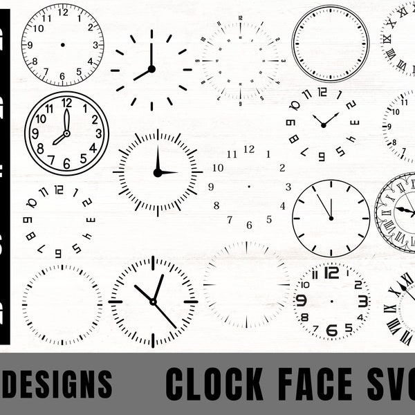 Clock Face SVG Bundle, Clock Svg, Clock face clipart Bundle cut files, Clock Numbers Svg, Roman numeral clock, Clock face template, Clocks