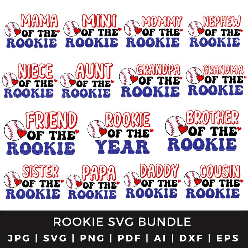Baseball Rookie Svg Bundle, Rookie of the Year Svg, Baseball Family ...
