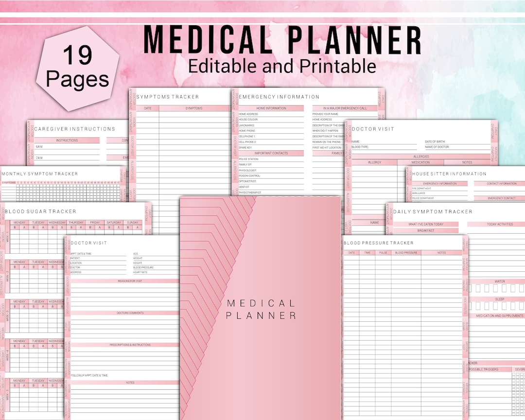 Medical Planner, Medical Binder, Blood Pressure Log, Medicine Tracker ...