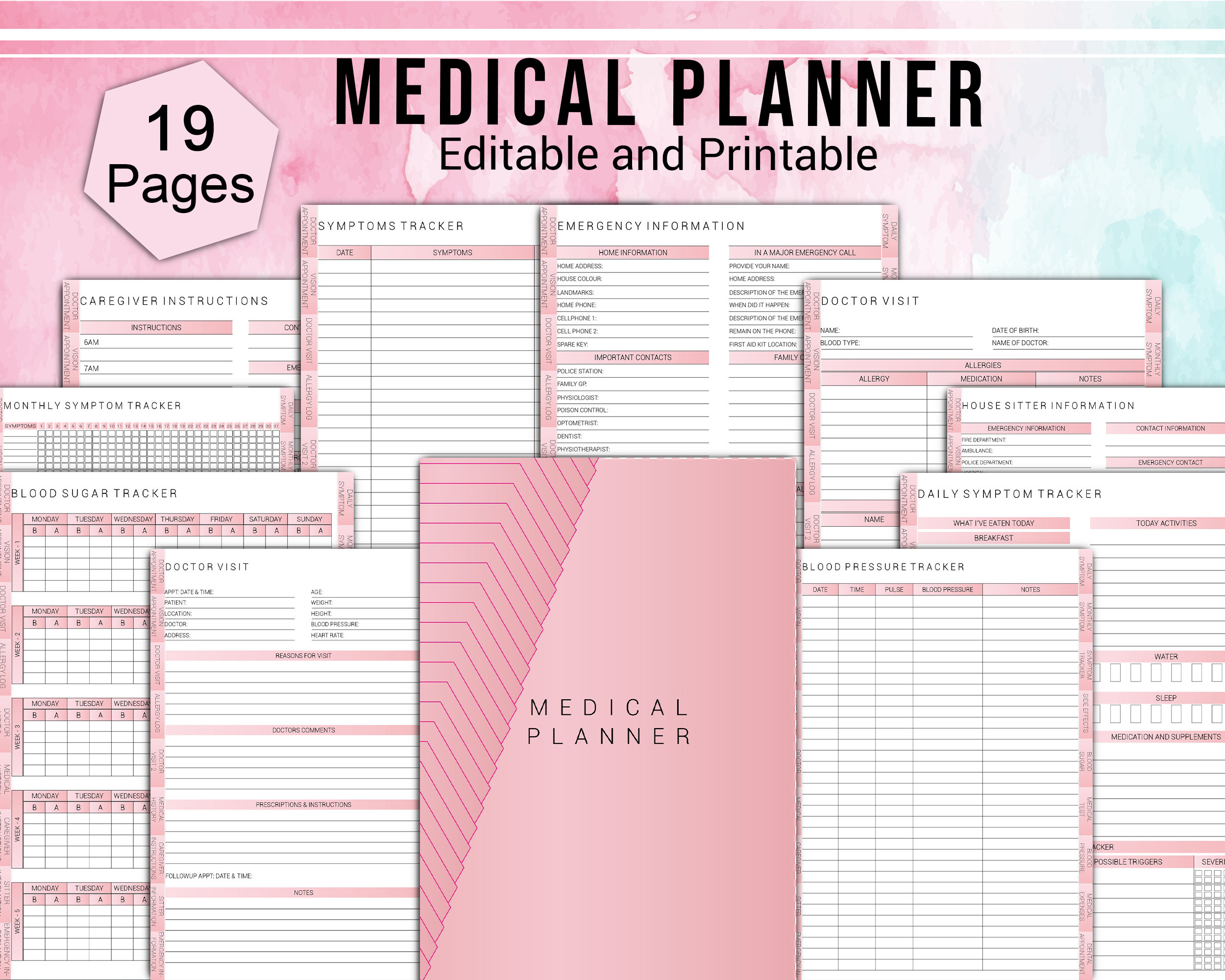 Medical Planner, Medical Binder, Blood Pressure Log, Medicine Tracker ...