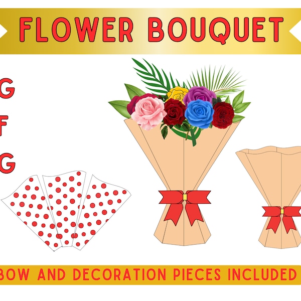 Bouquet of Paper Flowers, Vase for paper Flowers, Bouquet Vase Svg, Paper Flower Bouquet, SVG Cut Files, Valentines Present, Mother day gift