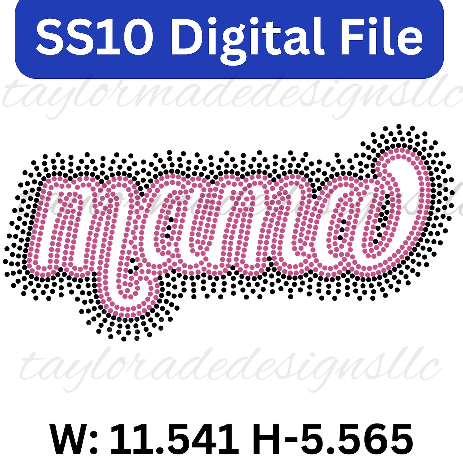 Mama Script Outline Scattered Digital Rhinestone Template |SS10 ...