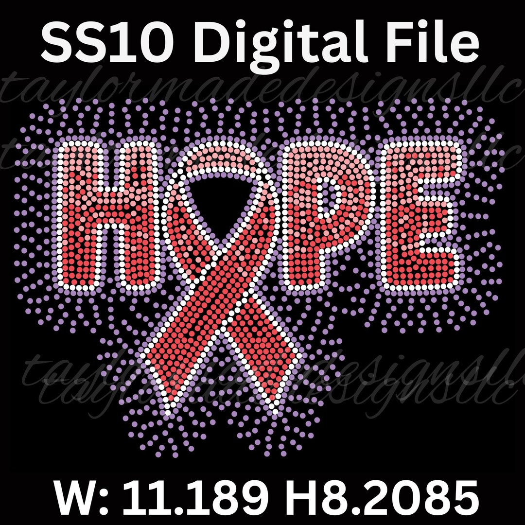 Scattered Digital Rhinestone Template || Breast Cancer Awareness ...