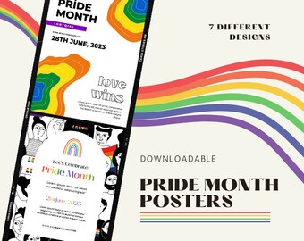 Pride Month Printable Posters LGBTQ Queer Templates Downloadable