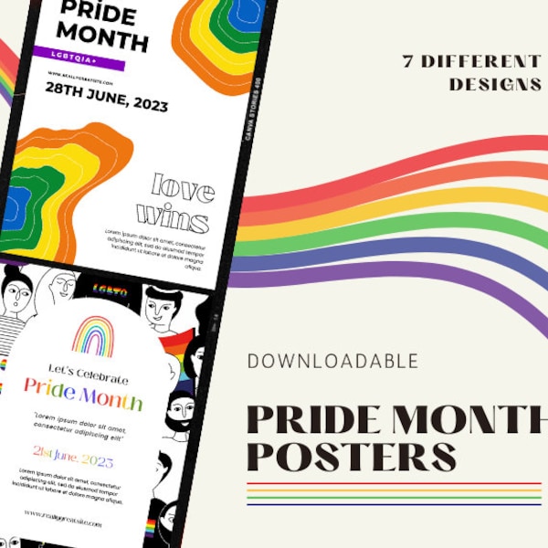 Pride Month Printable Posters LGBTQ Queer Templates Downloadable