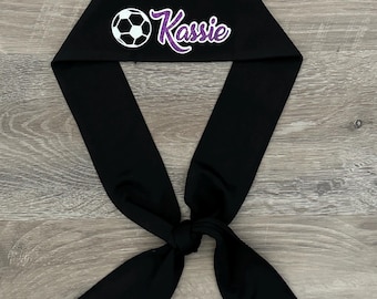 Personalized Soccer Sports Tie Back Headband, Athletic Gift, Softball, Football