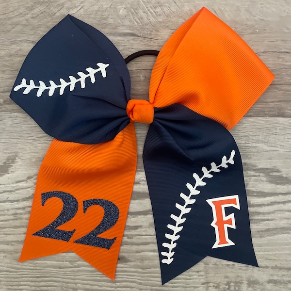 Softball bow- Hair Bow- Team Bow- Cheer Bow- Soccer Bow- Fullerton- Cal State Fullerton- Fullerton Softball