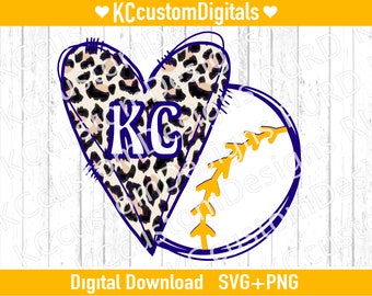 Kansas City Honkbal Luipaard Hart PNG, KC Honkbal png, Kansas City Honkbal png