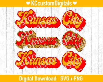 Kansas City Football Retro SVG PNG, KC Football svg, Kansas City Football svg
