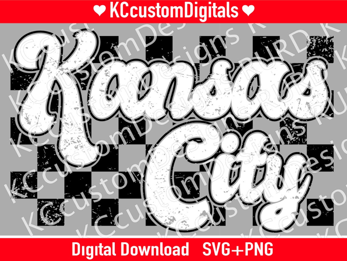 Kansas City Groovy Check Black SVG PNG, Kc Football Svg, Kansas City ...
