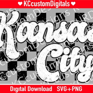 Kansas City Groovy Check Black SVG PNG, kc Football svg, Kansas City Football svg, Kansas City SVG, Kansas City png (distressed and solid)