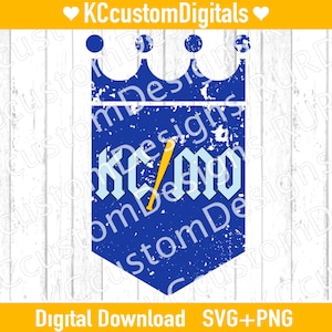 KCMO Distressed Rocker Crown SVG PNg, KC Baseball svg, Kansas City Baseball svg
