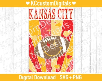 Smiley Kansas City Football Rainbow SVG PNG, KC Football SVG, Kansas City Football SVG, trendy kc (distressed & non-distressed)