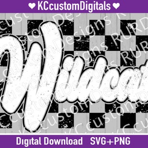 Wildkatzen schwarz Groovy Karo SVG PNG, Zustand Fußball svg, emaw svg (beunruhigt und solide enthalten)