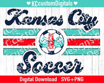 Kansas City Soccer Retro SVG PNG, KC soccer svg, Kansas City soccer svg, kc womens soccer svg, Current svg (distressed and solid included)