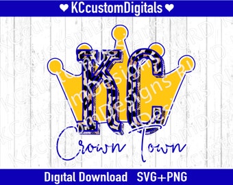 Kansas City honkbal Leopard Crown Town SVG PNG, KC honkbal svg, Kansas City honkbal svg