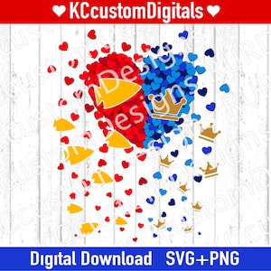 Confetti Heart Kansas City Football & Baseball SVG PNG, KC Football svg, Kansas City Football svg, kc baseball svg, kansas city baseball svg