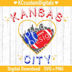 Heart Kansas City Football & Baseball SVG PNG, KC Football svg, Kansas City Football svg, kc baseball svg, kansas city baseball svg,