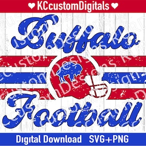 Retro Buffalo Fußball SVG PNG, BUF Fußball png, Buffalo Fußball png (beunruhigt und nicht beunruhigt)