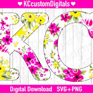 Kansas City Pink and Yellow Floral PNG, KC png, kc svg, kansas city png, kansas city svg