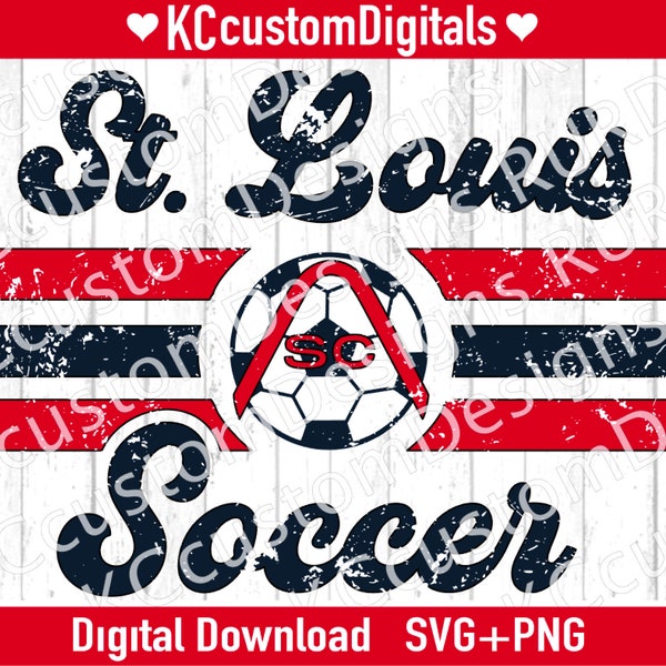 STL Soccer Retro SVG, PNG, St Louis Soccer svg, Saint louis soccer svg (distressed and non-distressed)