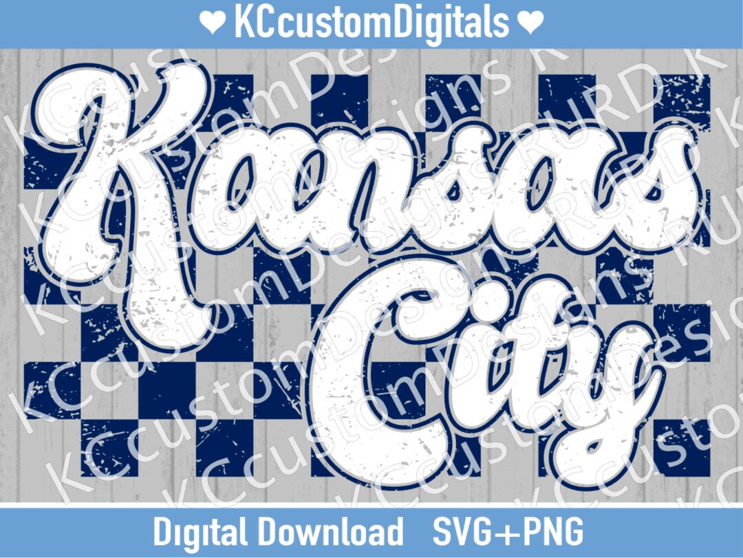 Kansas City Groovy Check Navy SVG PNG, KC Soccer Svg, Kansas City ...