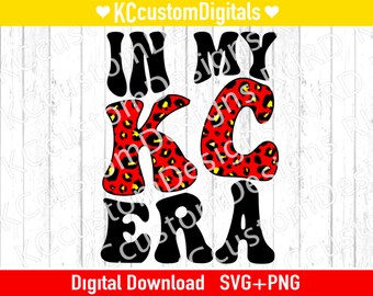 In mijn KC tijdperk SVG PNG, kc voetbal svg, Kansas City voetbal svg, rood geel luipaard print