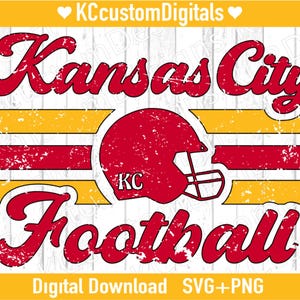 Retro Kansas City Football SVG PNG, KC Football svg, Kansas City Football svg (distressed and solid included)