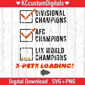 Kansas City Football, 3 Peat SVG PNG, afc champions 2024-2025 svg, KC Football svg, Kansas City Football svg, LIx svg
