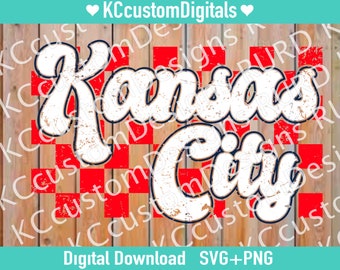 Kansas City Groovy Check SVG PNG, KC soccer svg, Kansas City womens soccer svg, kc womens soccer svg, (distressed and solid included)