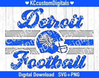 Retro Detroit Football SVG PNG, DET Football png, Detroit Football png (distressed & non-distressed)